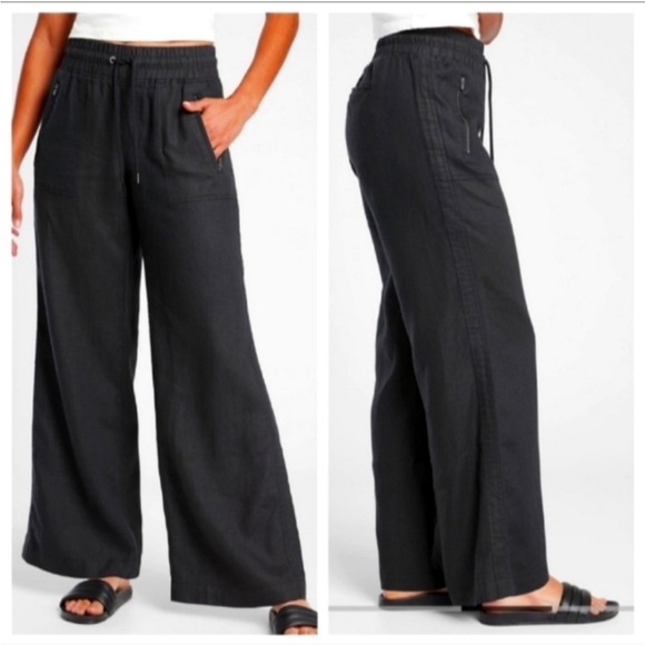 ATHLETA Cabo Linen Wide Leg Pants Black 4/p - Picture 8 of 12